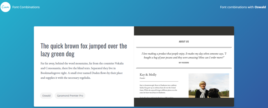 canva font combinations with oswald