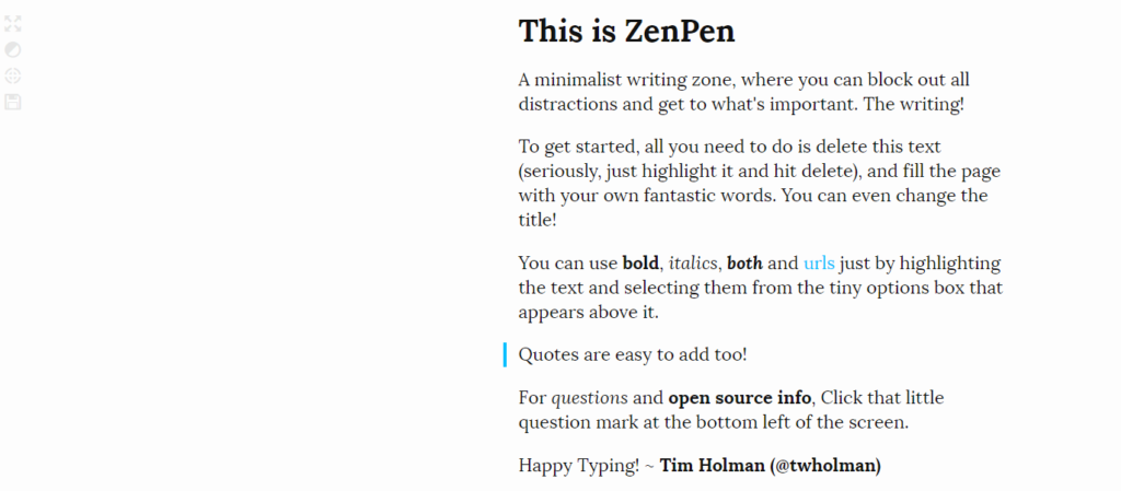 zenpen start screen